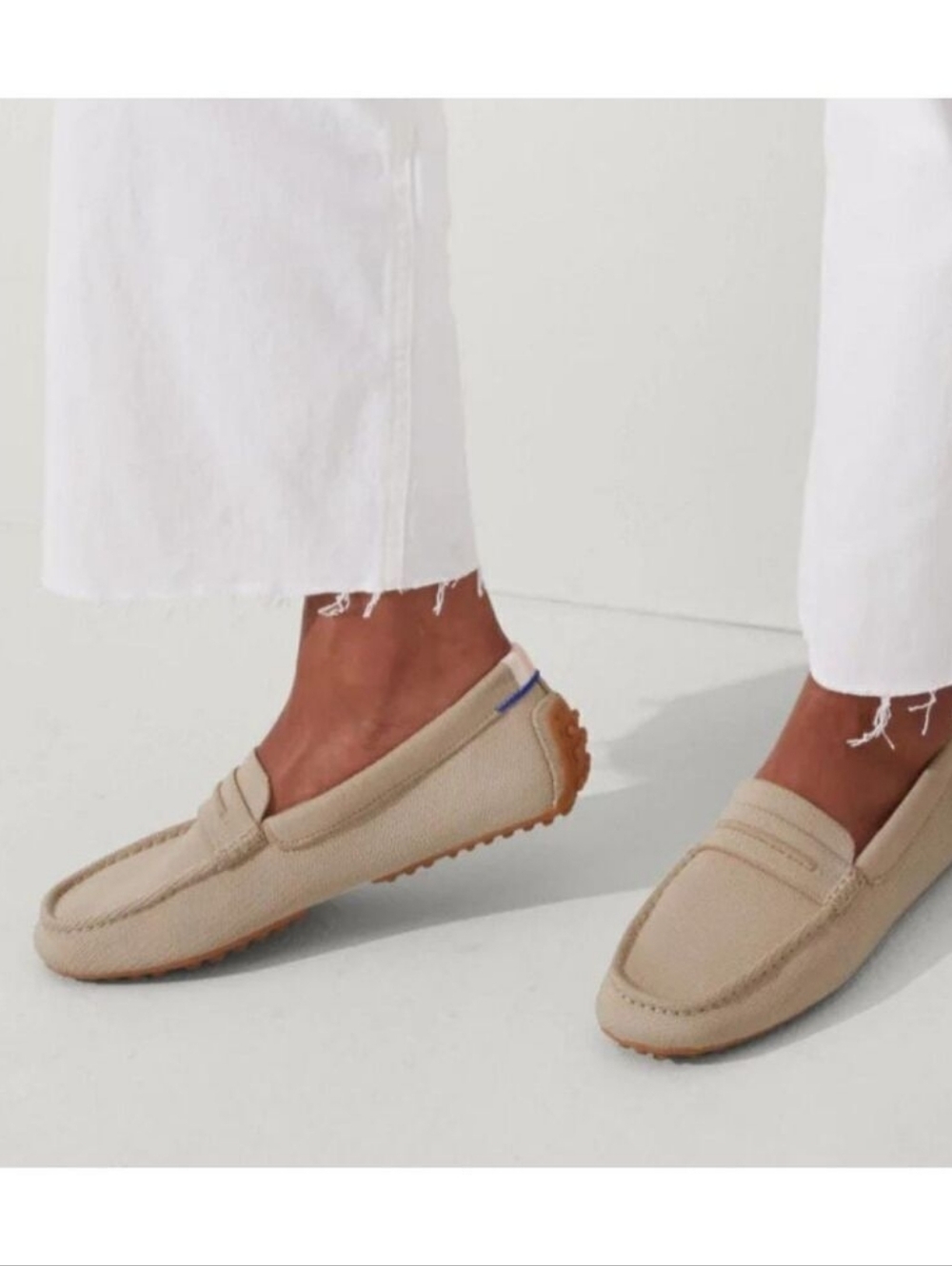 Rothys The Driving Loafers Womens Size 9.5 Cream Knit Flats Moccasin - Picture 2 of 11